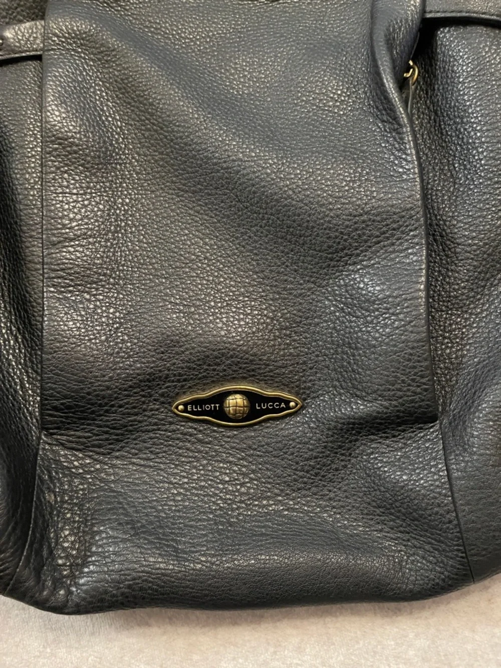 Elliott Lucca Black Pebbled Leather Slouchy Hobo Bag Braided Tassel Boho